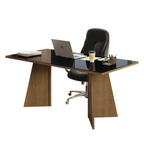 Escritorio Ejecutivo de Oficina Madesa con Superficie de Madera y Cristal 180 cm