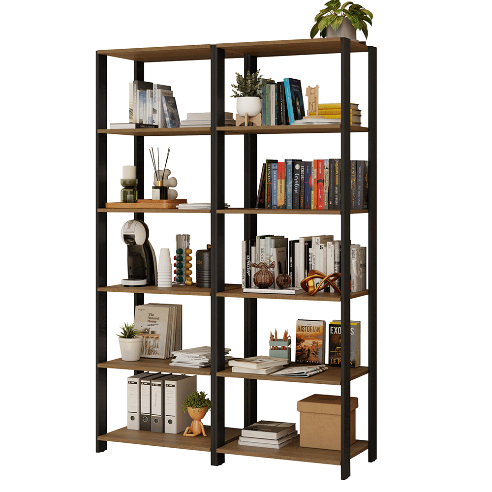 Armário Estante Multiuso para Oficina con 10 Niveles 118 cm Marrón/Negro