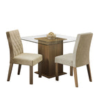 Juego de Comedor Ciça con 2 Sillas - Encimera Cuadrada de Cristal Marrón/Imperial
