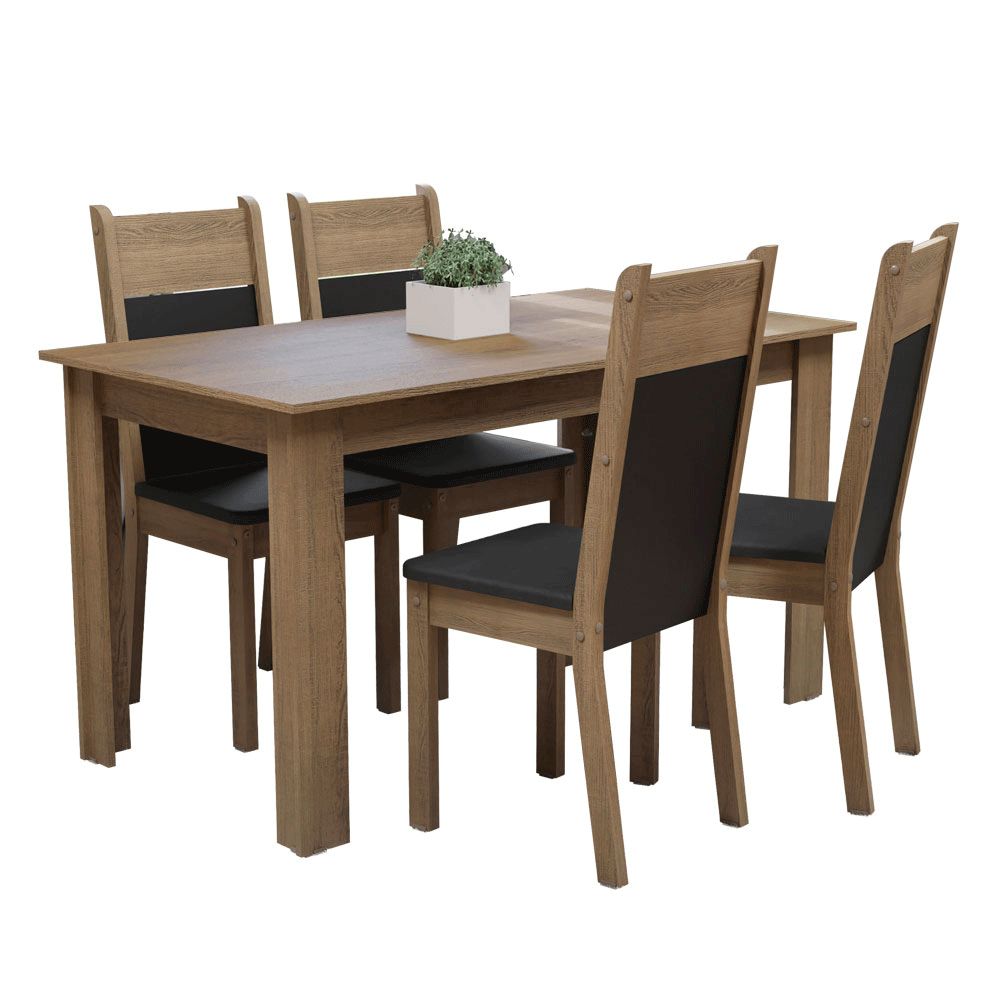Juego de Comedor Cali con 4 Sillas Marrón/Negro