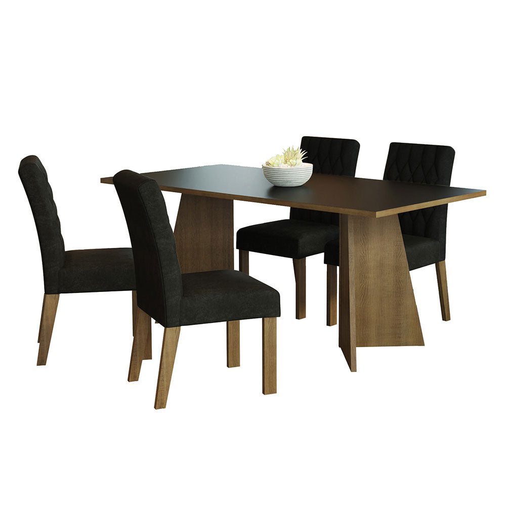 Juego de Comedor Ruby con 4 Sillas Marrón/Negro/Oxford
