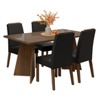 Juego de Comedor Braga con 4 Sillas - Tablero de Madera y Cristal Marrón/Oxford