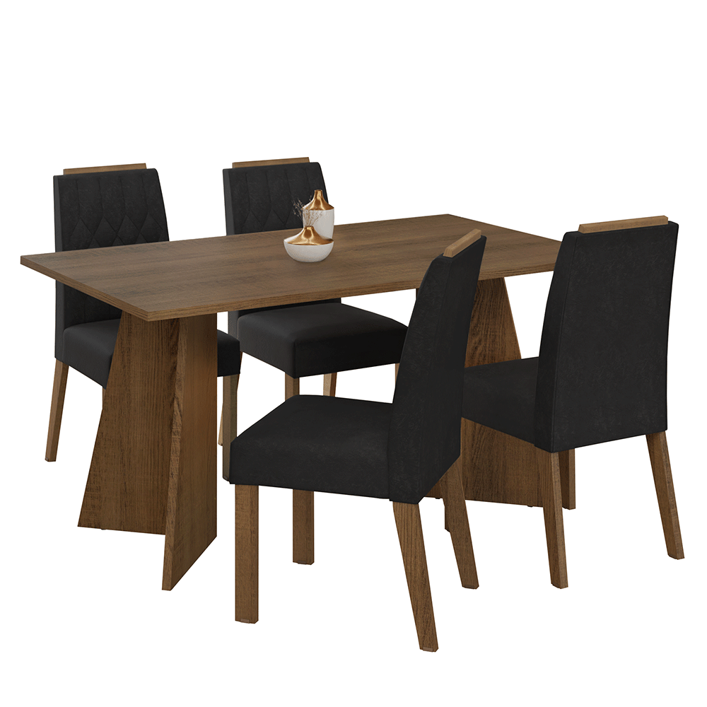 Juego de Comedor Tulum con 4 Sillas Marrón/Oxford