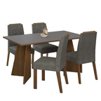 Juego de Comedor Tulum con 4 Sillas Marrón/Gris/Plateado