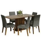 Juego de Comedor Renata con 6 Sillas Marrón/Crema/Plateado