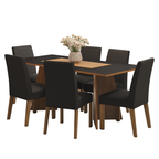 Juego de Comedor Simone con 6 Sillas Marrón/Negro/Oxford