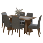 Juego de Comedor Soho con 6 Sillas Marrón/Plateado
