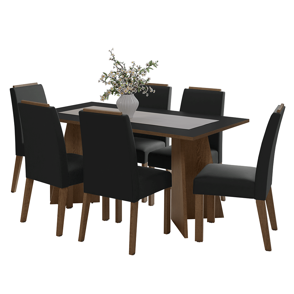 Juego de Comedor Soho con 6 Sillas Marrón/Negro/Oxford