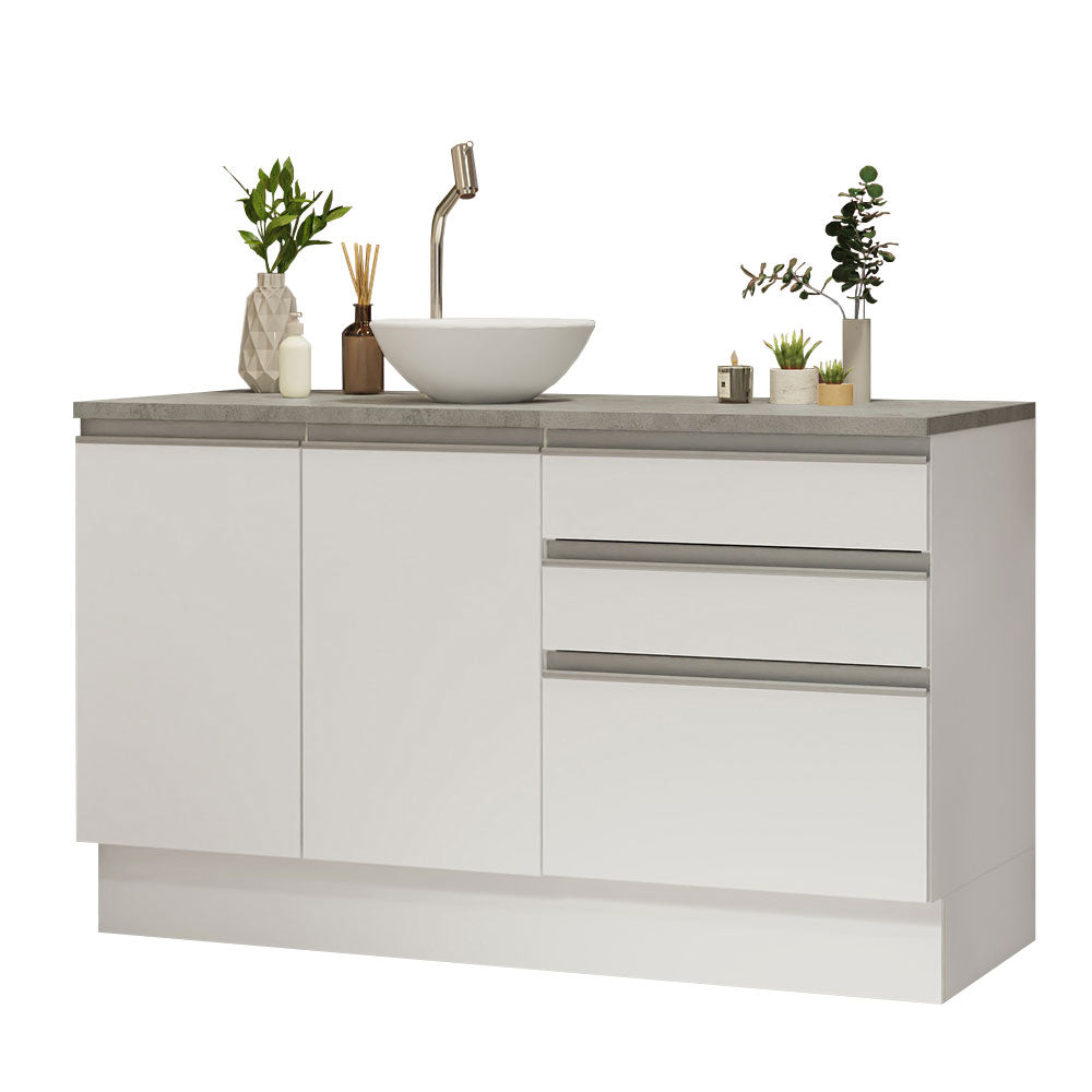Kit 2 Muebles para Baño 140 cm 2 Puertas 3 Cajones con Encimeras