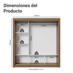 Clóset Monaco 3 Puertas Corredizas Marrón 170 cm x 205 cm x 51 cm