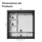 Clóset Monaco 3 Puertas Corredizas 1 Espejo Negro 170 cm x 205 cm x 51 cm