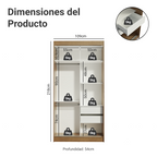 Clóset Tokio 2 Puertas Corredizas 1 Espejo Marrón/Negro 218 cm x 109 cm x 54 cm