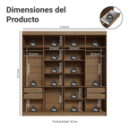 Closet Venus 8 Puertas 4 Cajones 2 Espejos MarrónNegro