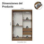 Closet Max 2 Puertas Corredizas 2 Cajones Marrón 183 cm x 119 cm x 54 cm