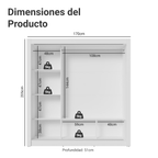 Clóset Nobre 3 Puertas Corredizas 2 Espejos Blanco/Marrón 205 cm x 170 cm x 51 cm