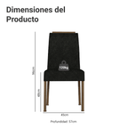 Kit 4 Sillas de Comedor Madesa 4255 Oxford con Borde Superior MarrónOxford