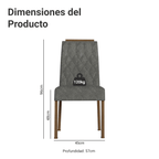 Kit 2 Sillas de Comedor Madesa 4256 Silver con Borde Superior MarrónPlateado