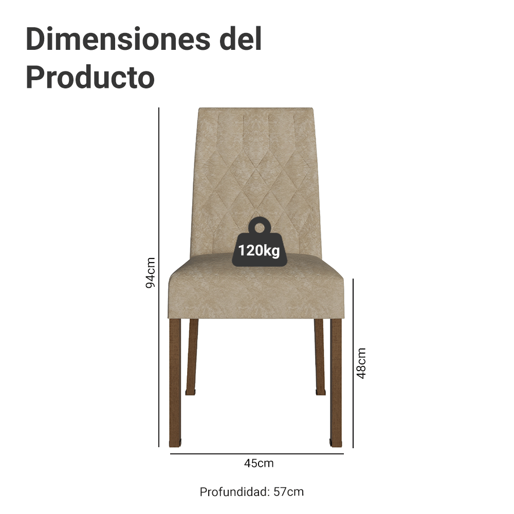Kit 2 Sillas de Comedor Madesa 4256 Imperial