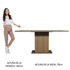 Mesa de Comedor Rectangular 6 Puestos con Tablero de Madera y Cristal Marrón