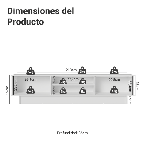 Centro de Entretenimiento Mesa para TV Vik Hasta 80 Pulgadas