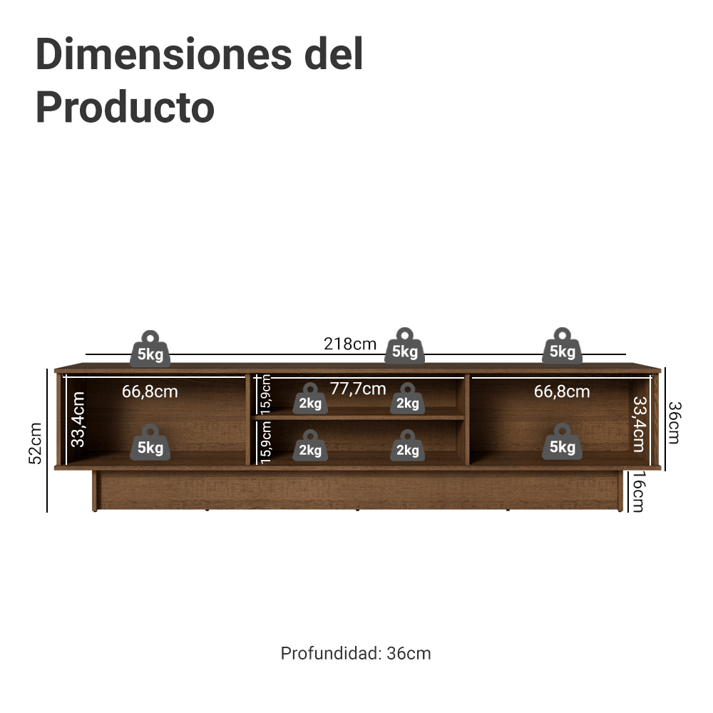 Centro de Entretenimiento Mesa para TV Vik Hasta 80 Pulgadas