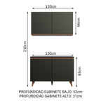 Kit Mueble de Cocina Superior y Mueble Bajo Reims 1.20 m Negro