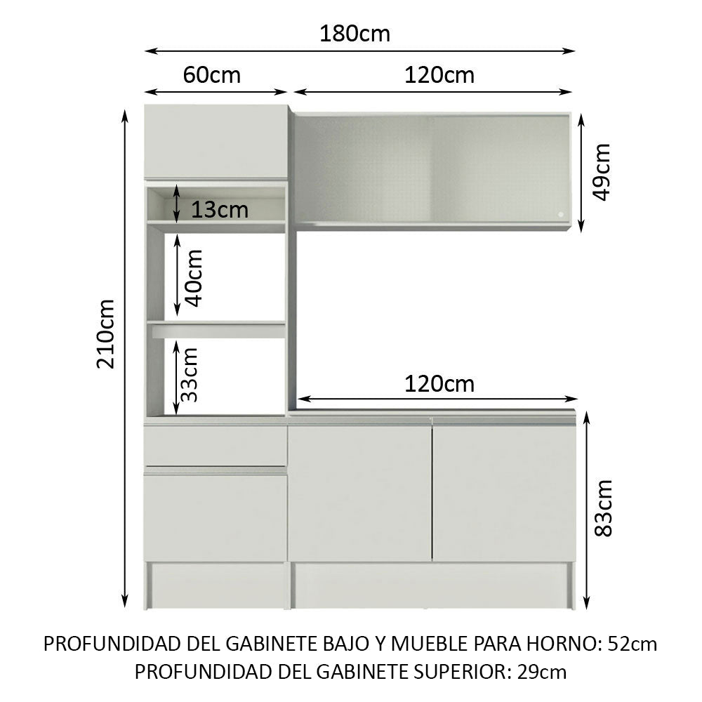 Cocina Integral Topazio 1.80 m con Encimera Blanco