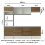 Cocina Integral Topazio 2.40 m con Encimera Blanco/Marrón