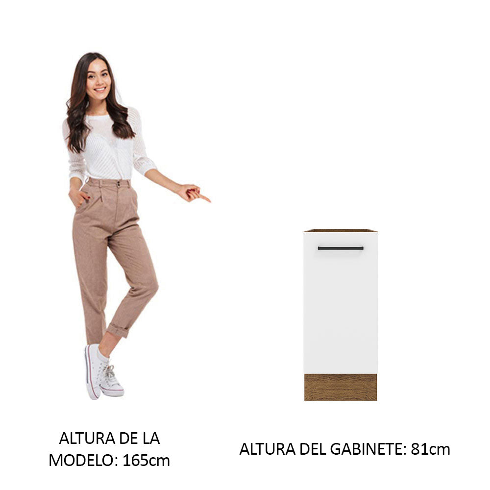 Mueble de Cocina Bajo Agata 1 Puerta 35 cm x 60 cm sin Encimera Marrón/Blanco