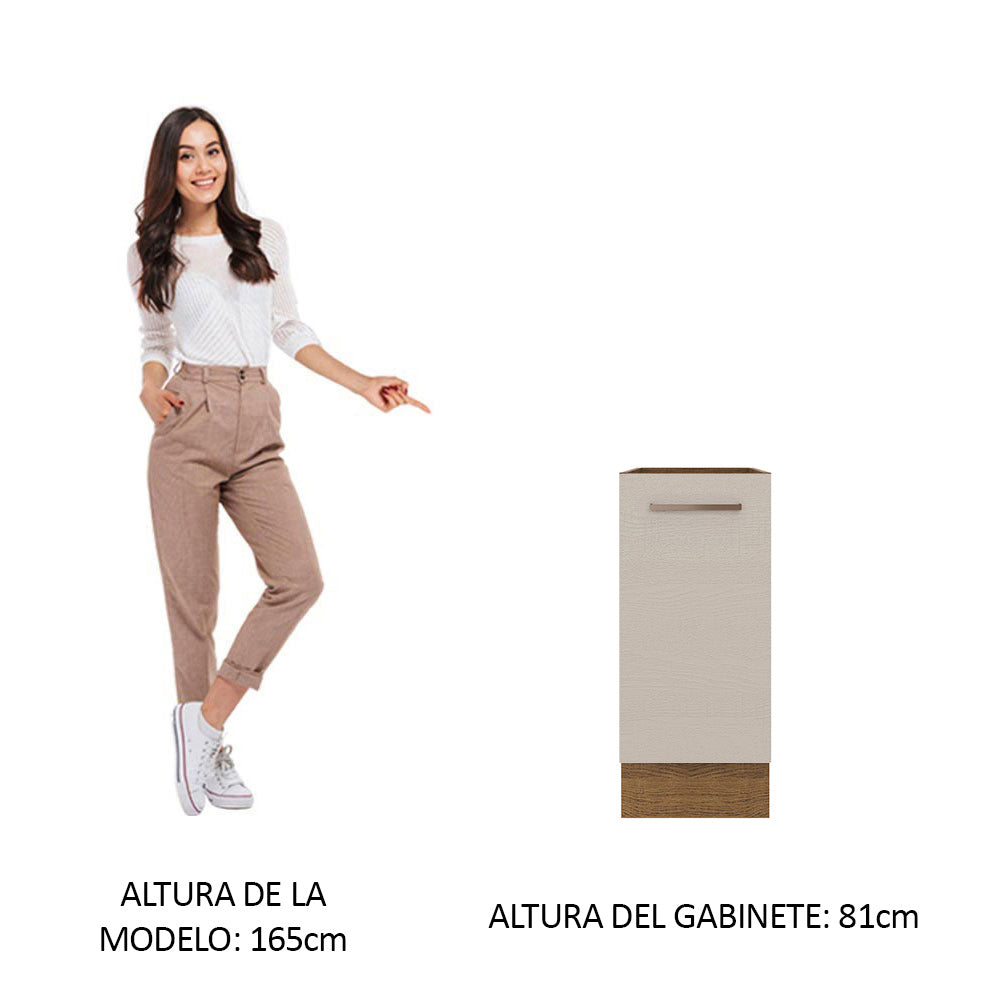 Mueble de Cocina Bajo Agata 1 Puerta 35 cm x 60 cm sin Encimera Marrón/Crema