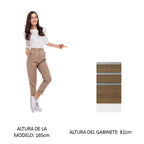Mueble de Cocina Bajo Glamy 3 Cajones 40 cm x 60 cm sin Encimera Blanco/Marrón