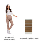 Mueble de Cocina Bajo Glamy 3 Cajones 40 cm x 60 cm con Encimera Blanco/Marrón