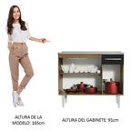 Mueble de Cocina Bajo Emilly 1.05 m con Mesón de Acero Marrón/Negro
