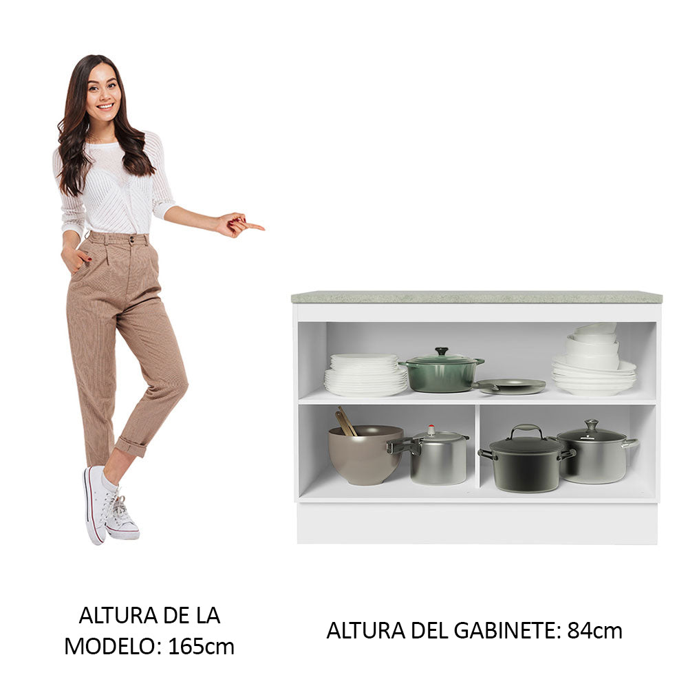 Mueble de Cocina Bajo Agata 1.20 m 2 Puertas con Encimera de MDP Blanco/Crema
