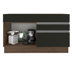 Gabinete Bajo de Lavaplatos 120cm 1 Puerta 2 Cajones Marrón/Negro (Sin Mesón y Sin Lavaplatos) Glamy
