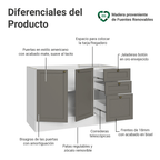 Mueble de Cocina Bajo Vik 1.20 m 2 Puertas 3 Cajones Blanco/Gris