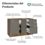 Mueble de Cocina Bajo Vik 1.20 m 2 Puertas 3 Cajones Marrón/Gris