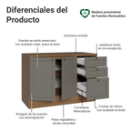 Mueble de Cocina Bajo Vik 1.20 m 2 Puertas 3 Cajones con Encimera Marrón/Gris