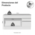 Mueble de Cocina Bajo Glamy 1.50 m 2 Puertas 2 Cajones con Encimera Blanco