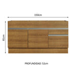 Mueble de Cocina Bajo Glamy 1.50 m 2 Puertas 2 Cajones Marrón