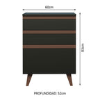 Mueble de Cocina Bajo Reims 60 cm 3 Cajones Negro