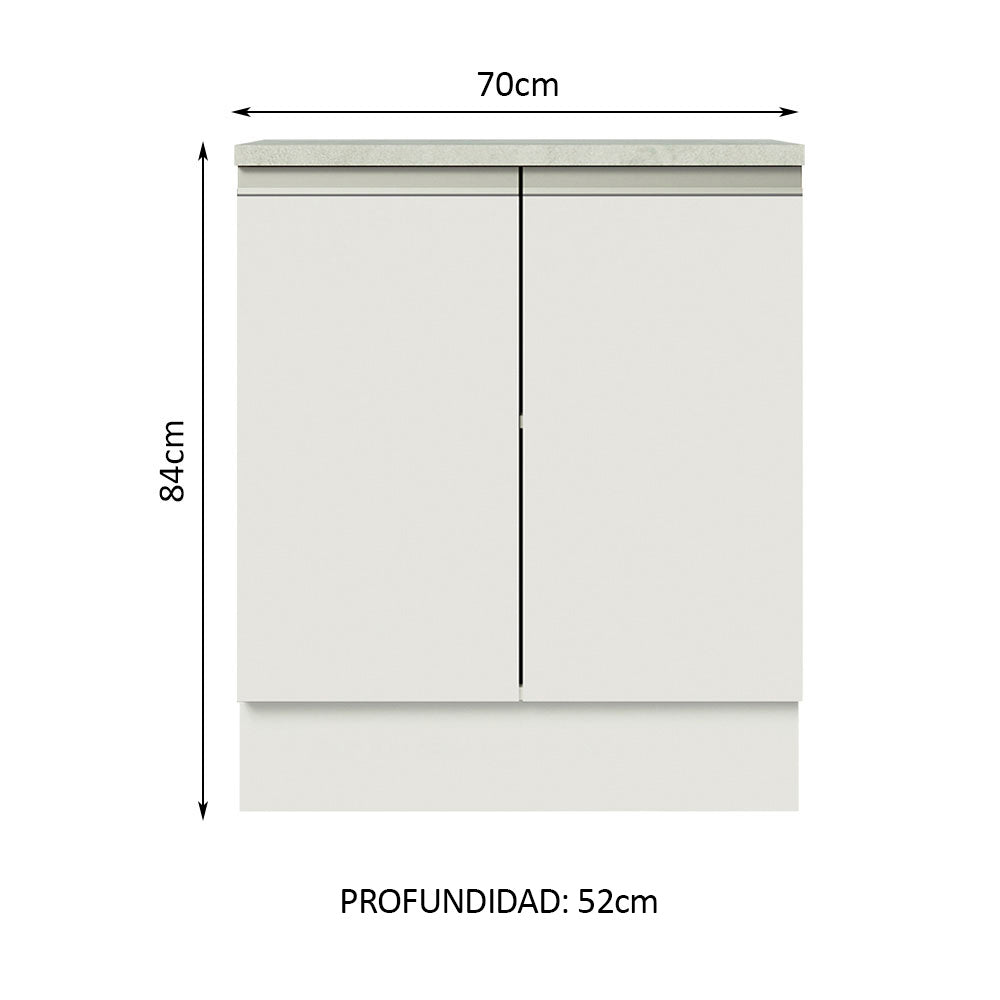 Mueble de Cocina Bajo Glamy 70 cm 2 Puertas Blanco