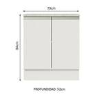 Mueble de Cocina Bajo Glamy 70 cm 2 Puertas Blanco