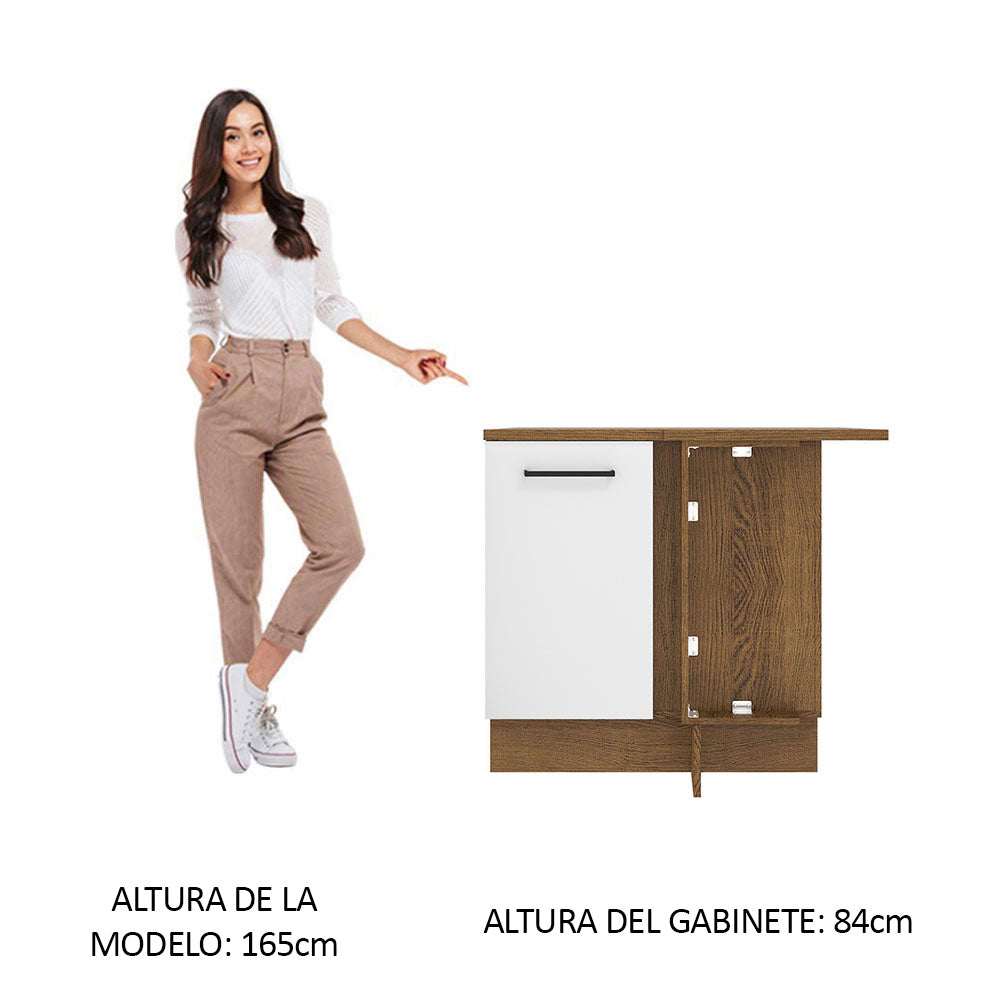 Mueble de Cocina Bajo de Esquina Agata 1 Puerta Marrón/Blanco