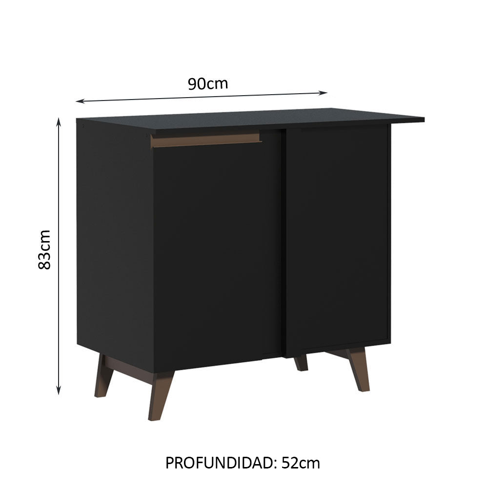 Mueble de Cocina Bajo de Esquina Reims 1 Puerta Negro