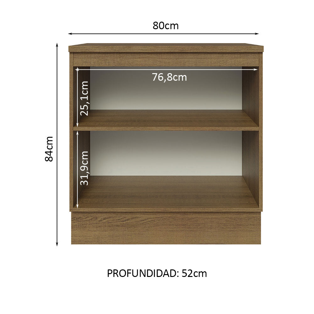Mueble de Cocina Bajo Glamy 80 cm 2 Puertas Marrón