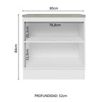 Mueble de Cocina Bajo Glamy 80 cm 2 Puertas Blanco/Negro