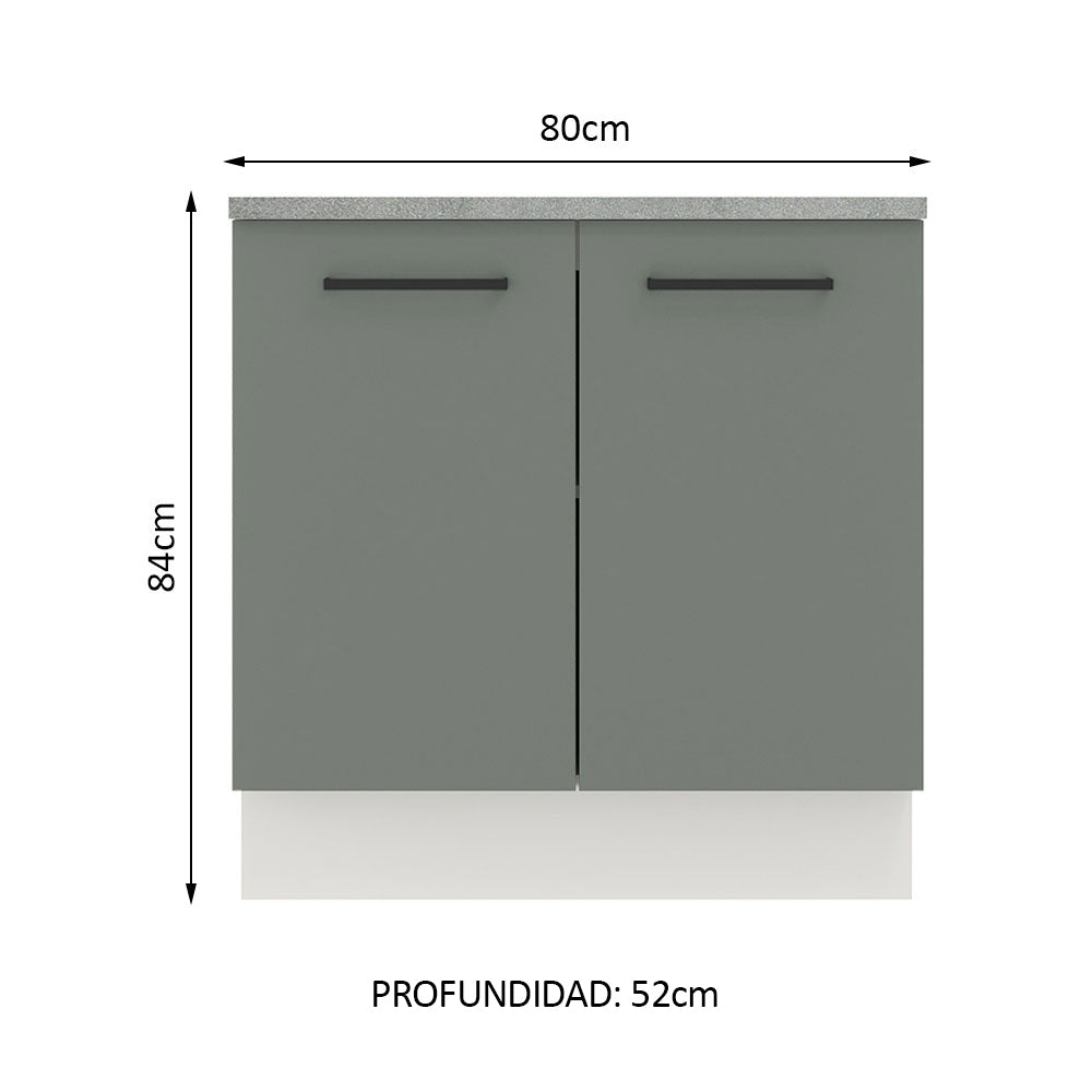 Mueble de Cocina Bajo Agata 80 cm 2 Puertas Blanco/Gris