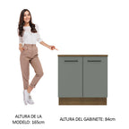 Mueble de Cocina Bajo Agata 80 cm 2 Puertas Marrón/Gris