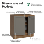 Mueble de Cocina Bajo Vik 80 cm 2 Puertas Marrón/Gris
